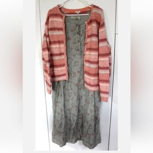 L.L. Bean 16 Petite Jumper Dress and XL Petite Sweater Outfit Set
